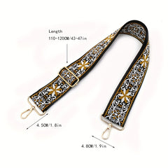 Retro Flower Pattern Bag Strap Replacement Adjustable Shoulder Bag Strap