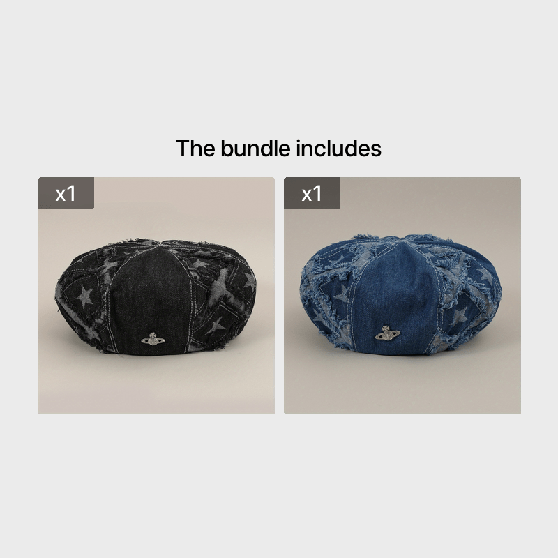 Denim Hat Retro Stitching Five-pointed Star Painter Hat