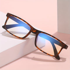 Men's Ultra Clear Spring Hinged Glasses Leopard Frame Light Blocking Glasses