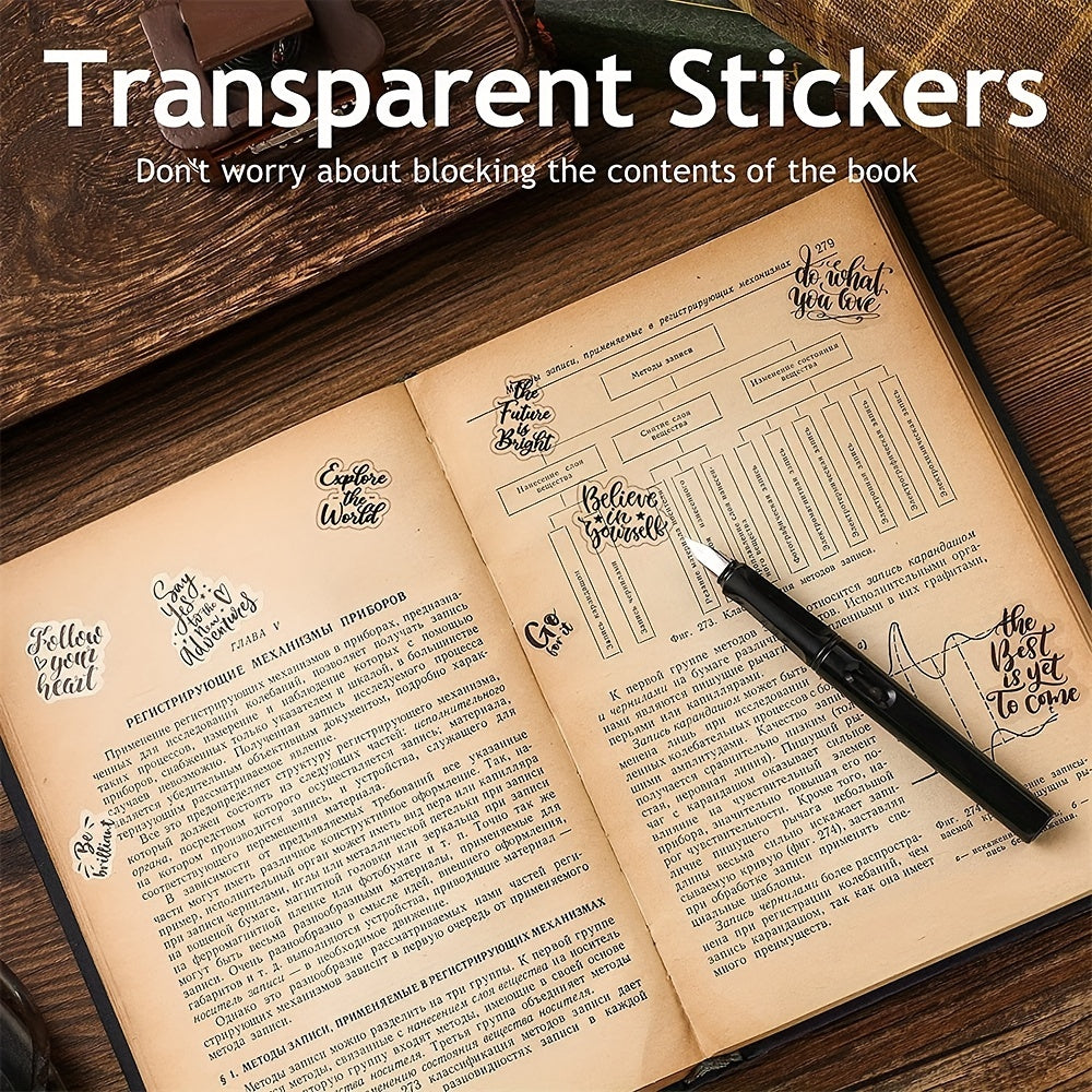 Transparent Handwritten Quote Stickers x 4 Sheets