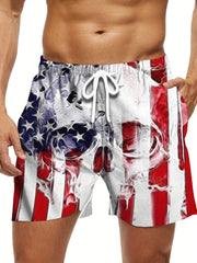 Men's Bald Eagle US Flag Shorts Casual Drawstring Summer Sho