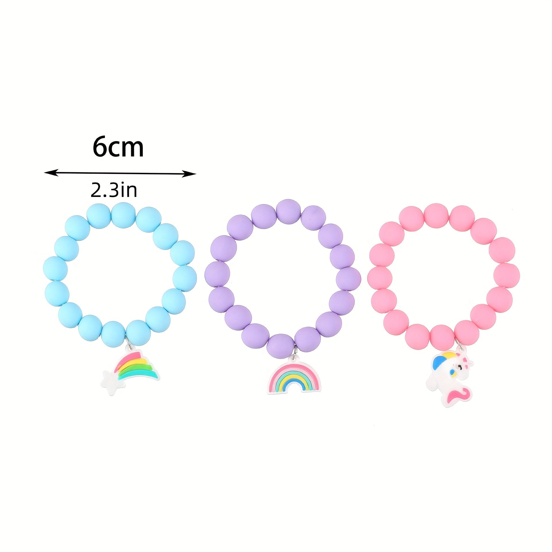 3pcs Unicorn Rainbow Bracelet Set Kids Accessories