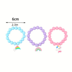 3pcs Unicorn Rainbow Bracelet Set Kids Accessories