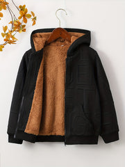Boys Casual Textured Hooded Zip Up Jacket