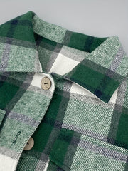 Plaid Print Classic Jacket Casual Button Front Long Sleeve Outerwear
