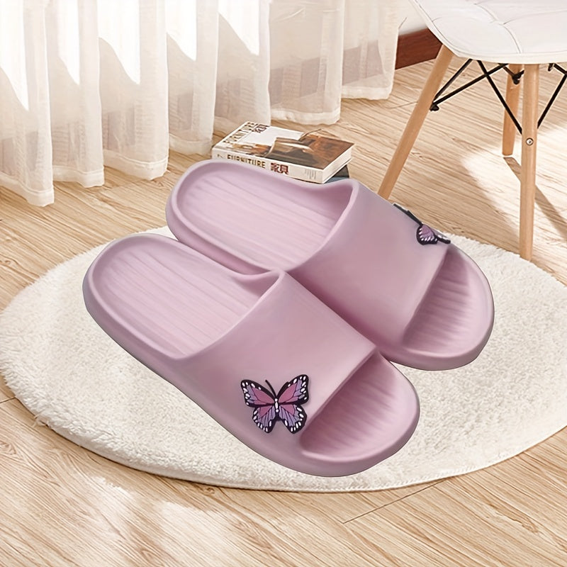 Women's Butterfly Print Slides Soft Sole Shoes