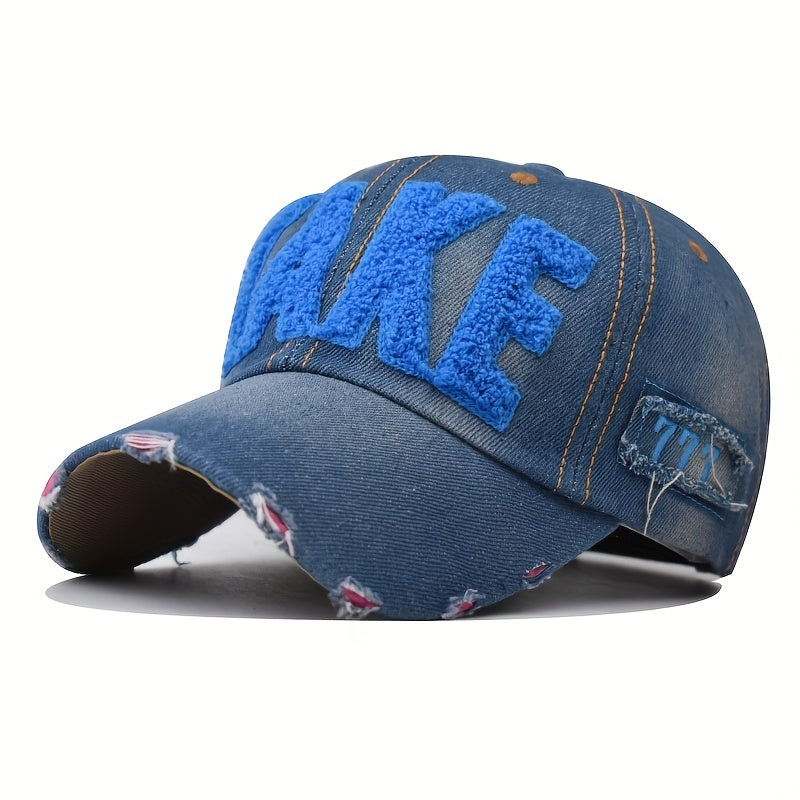 Patch Denim Baseball Cap Distressed Sun Hat Lightweight Adjustable Y2K Dad Hats