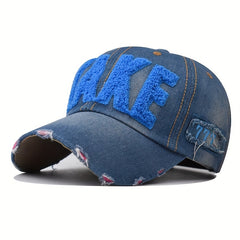 Patch Denim Baseball Cap Distressed Sun Hat Lightweight Adjustable Y2K Dad Hats