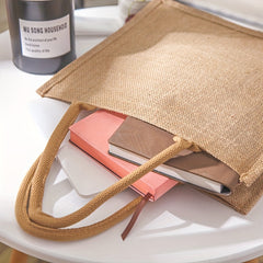 Retro Burlap Tote Bag Large Capacity Waterproof Handbag for Moms