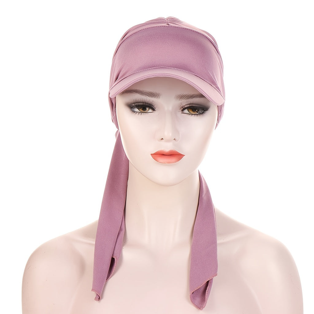 Solid Sun Hat Pleated Head Scarf Hat Casual Head Hat Cap Headwear