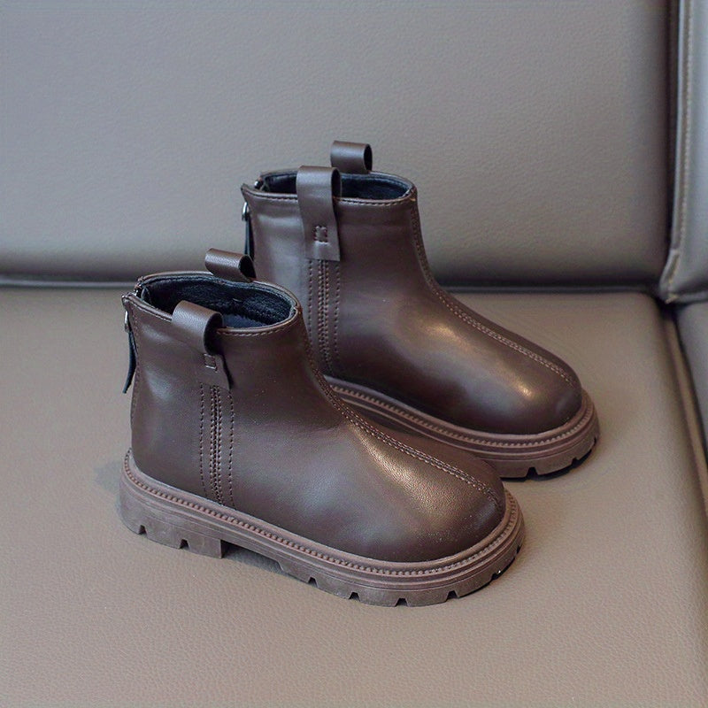 Boys Solid Non Slip Zipper Boots for Indoor Outdoor Travel