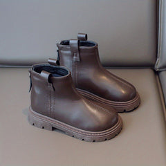 Boys Solid Non Slip Zipper Boots for Indoor Outdoor Travel