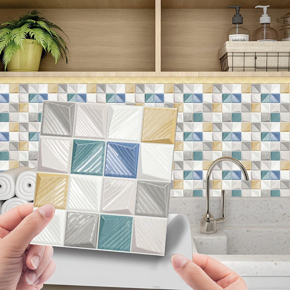 10 Pcs Mosaic Tile Sticker PVC Wallpaper Kitchen Bathroom Decoration