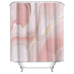 Pink Marble Shower Curtain Set Waterproof Bathroom Decor