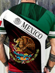 Eagle Holding Snake 'Mexico' Pattern Men's Tee - Summer Stylish T-shirt