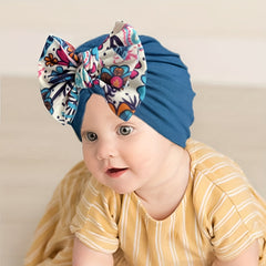 Soft Elastic Strip Flower Baby Hat With Bow Girl Four Season Usable