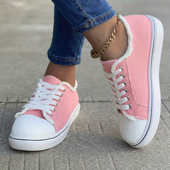 Women's Low Top Canvas Shoes Casual Pink Sneakers