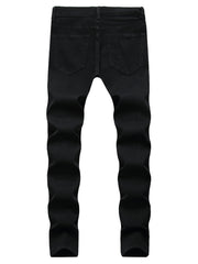 Men's Ripped Knee Slim Fit Stretch Jeans