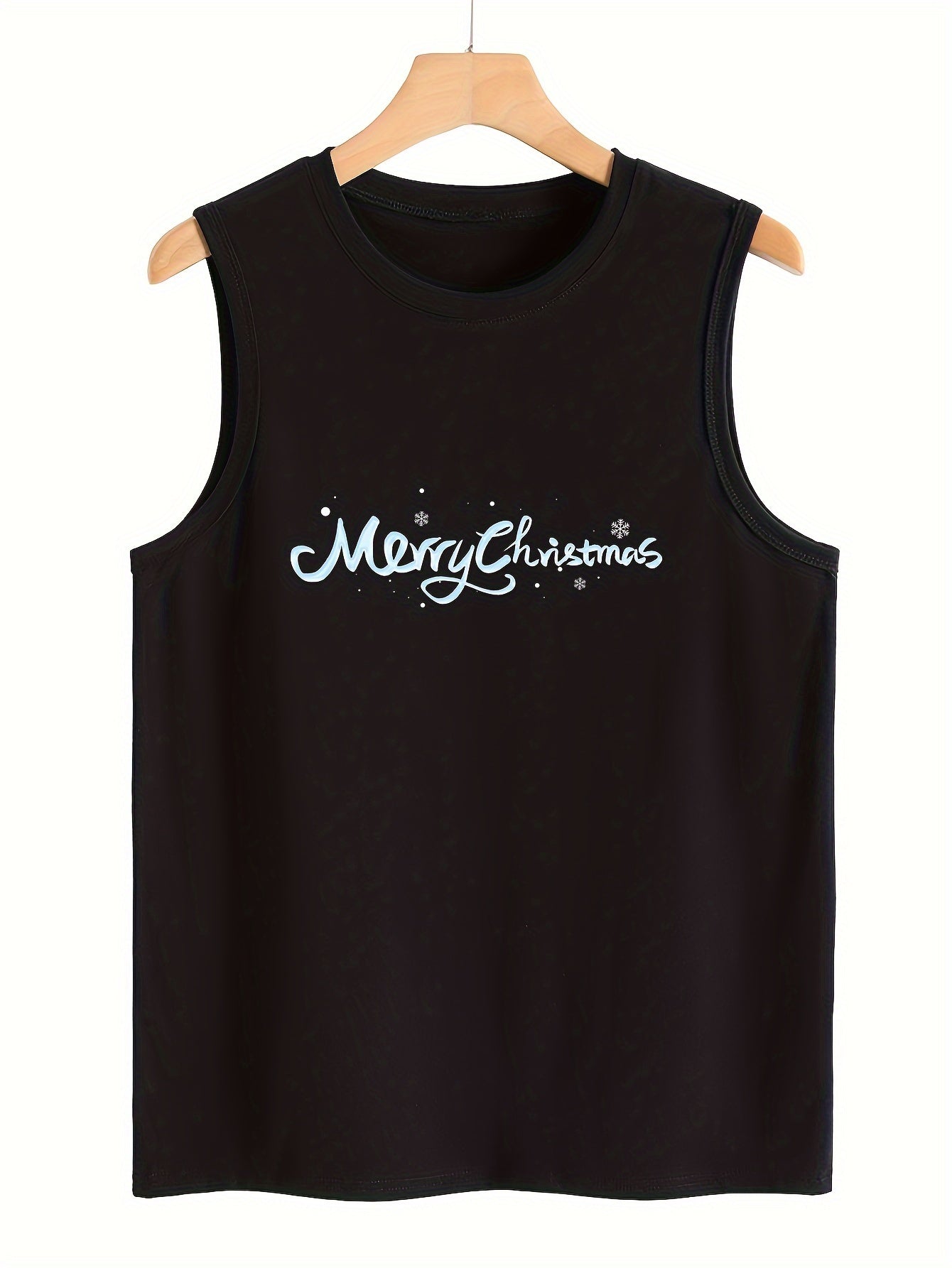 Christmas Letter Print Sleeveless Sports Vest for Women