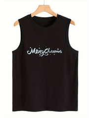 Christmas Letter Print Sleeveless Sports Vest for Women
