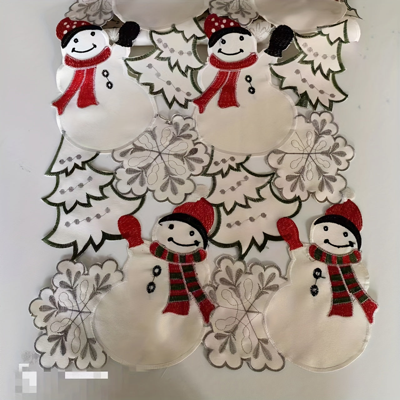 Polyester Snowman Table Runner Merry Christmas Embroidered Print