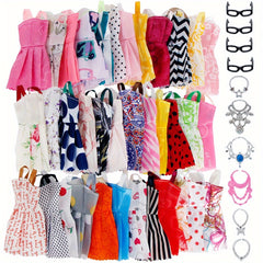 20pcs Mixed Mini Dress Necklaces Glasses Doll Accessories NO DOLL