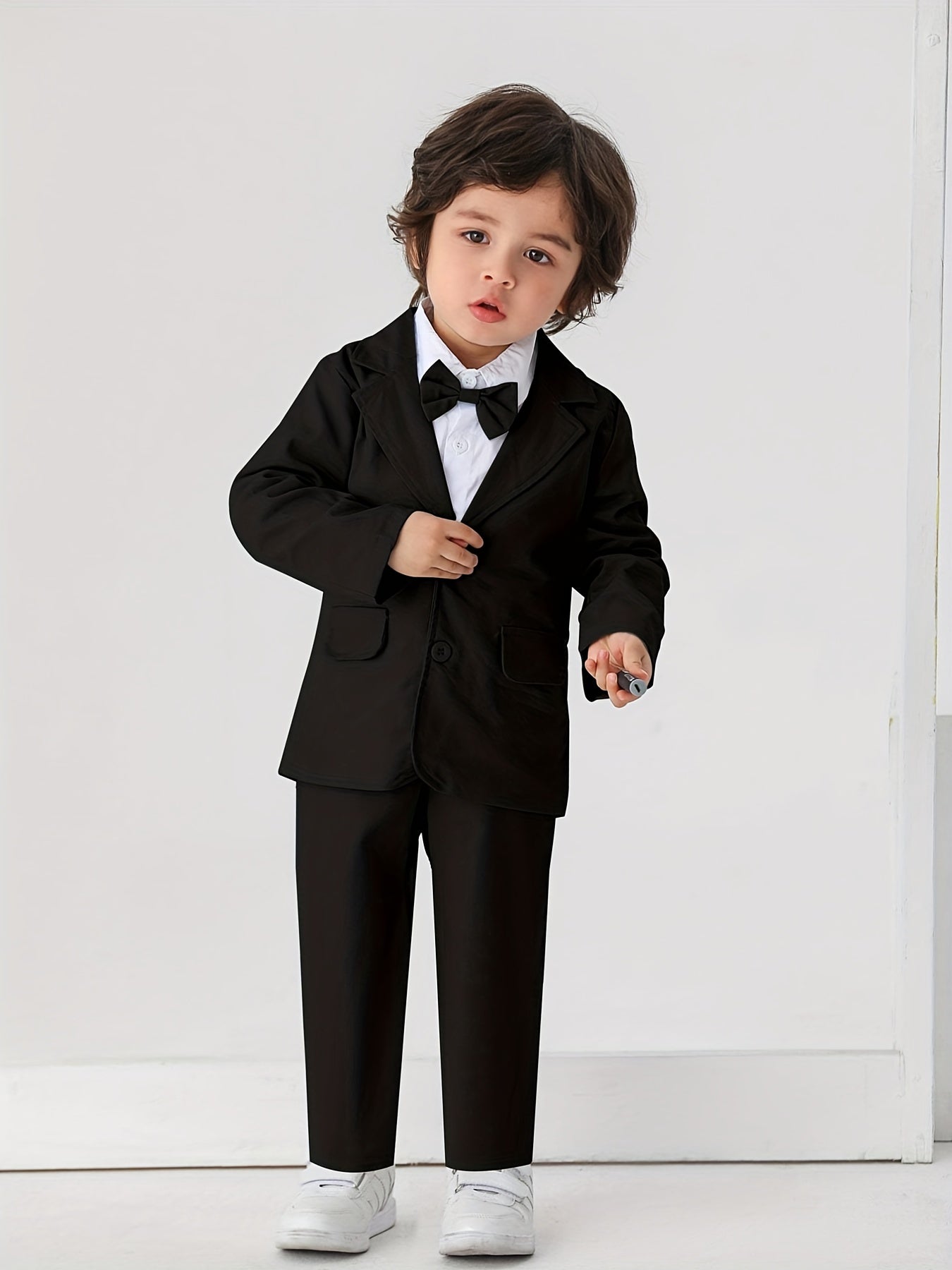 Boys Blazer Pants Suit with Bowknot for Wedding Birthday Party