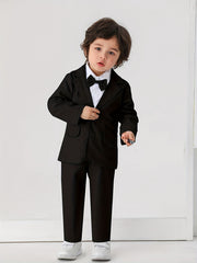 Boys Blazer Pants Suit with Bowknot for Wedding Birthday Party