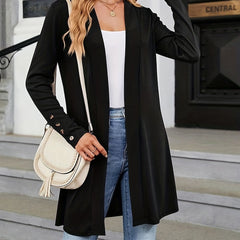 Casual Cardigan Women's Plus Button Decor Long Sleeve