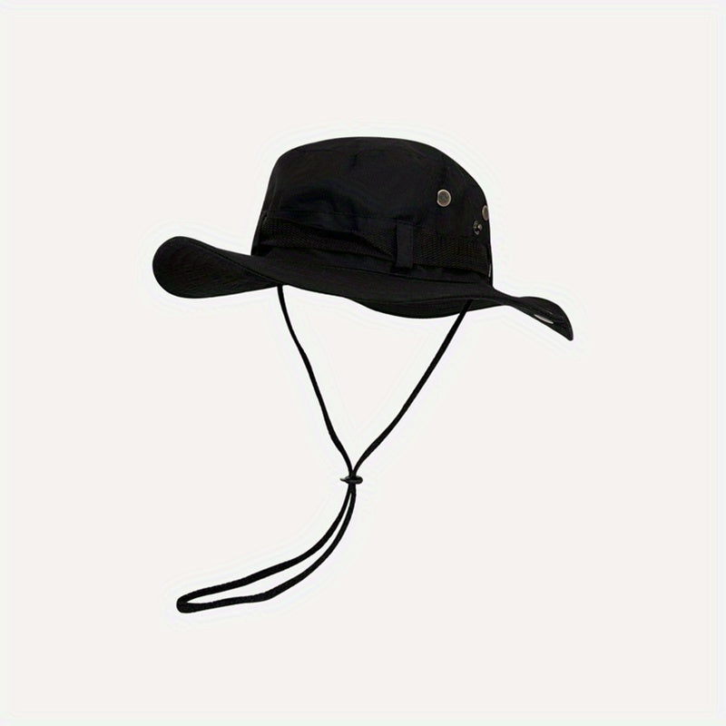 Solid Drawstring Bucket Hat Thin Breathable Sun Hat for Women