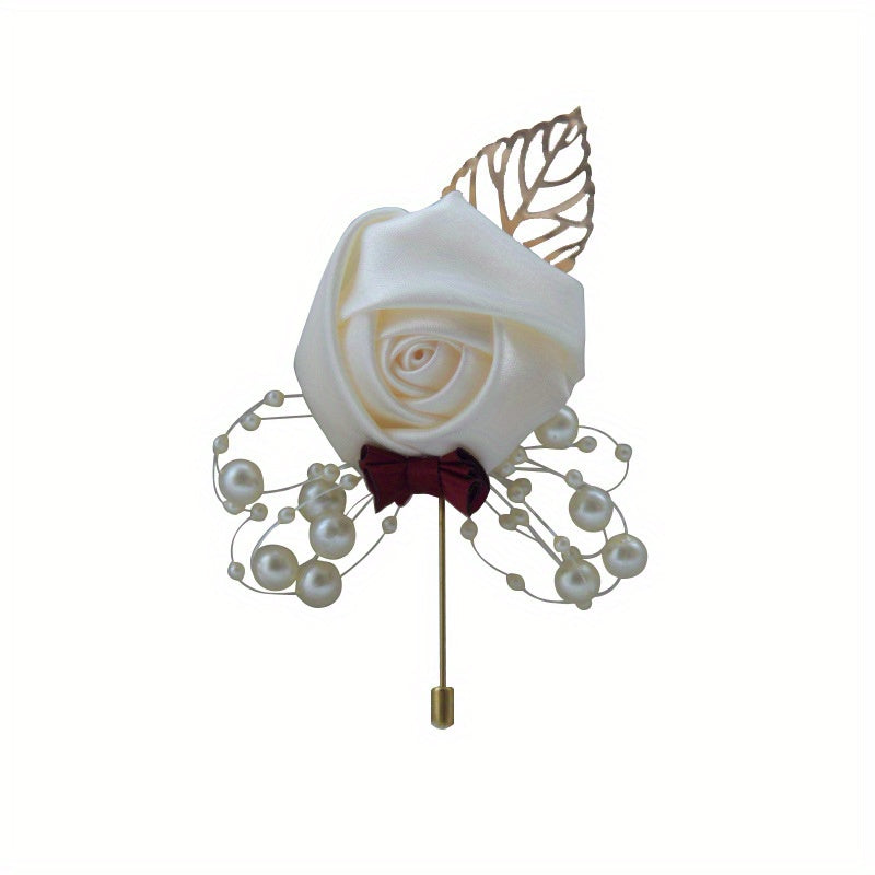 Pearl Inlaid Flower Brooch Pin Wedding Corsage