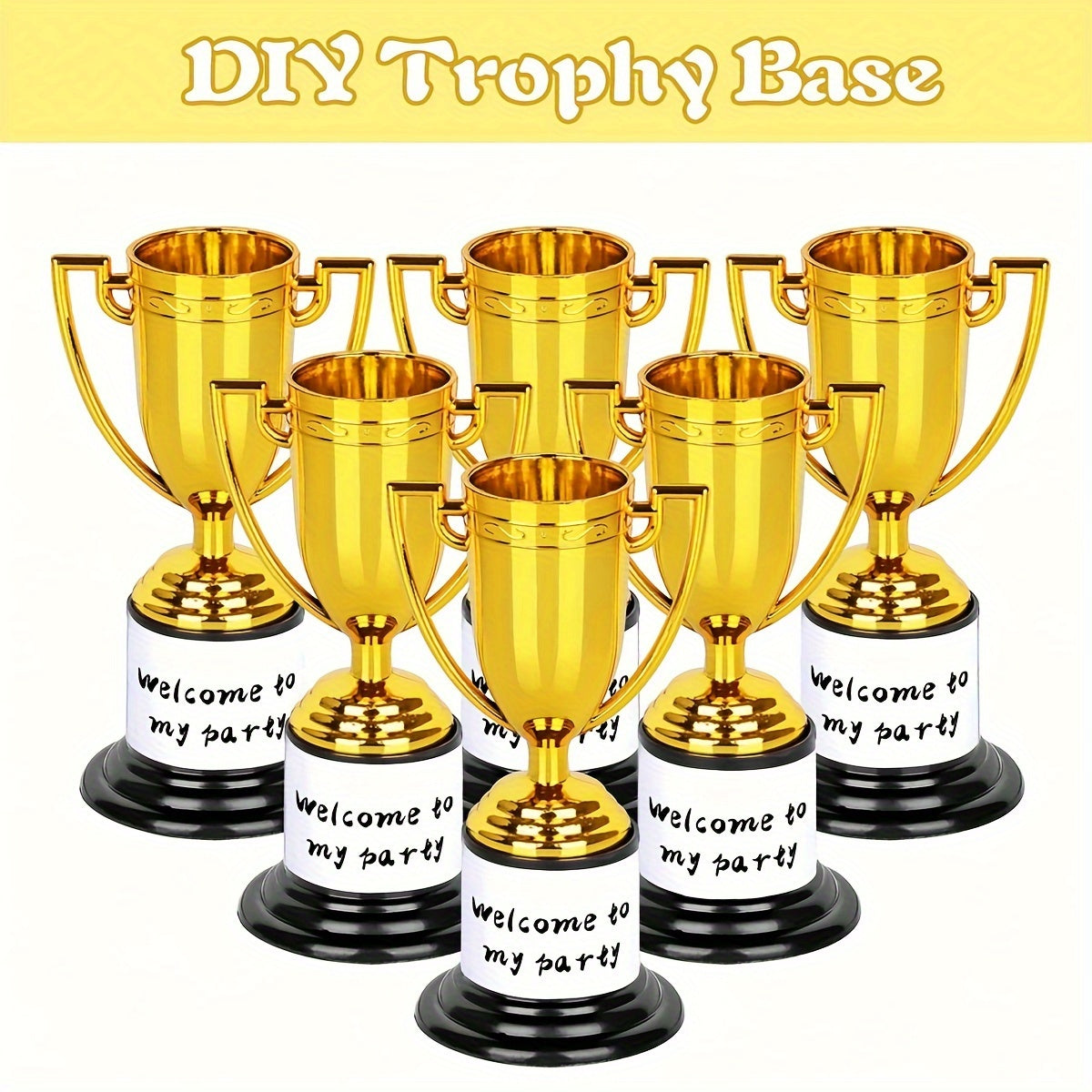 6pcs Mini Trophy Golden Plastic Trophy For Party Prizes