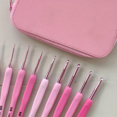 8pcs Knitting Tool Sweater Needle Gradient Soft Plastic Handle Aluminum Crochet