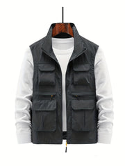Men's Zip Up Vest Stand Collar Outdoor Fishing Hiking