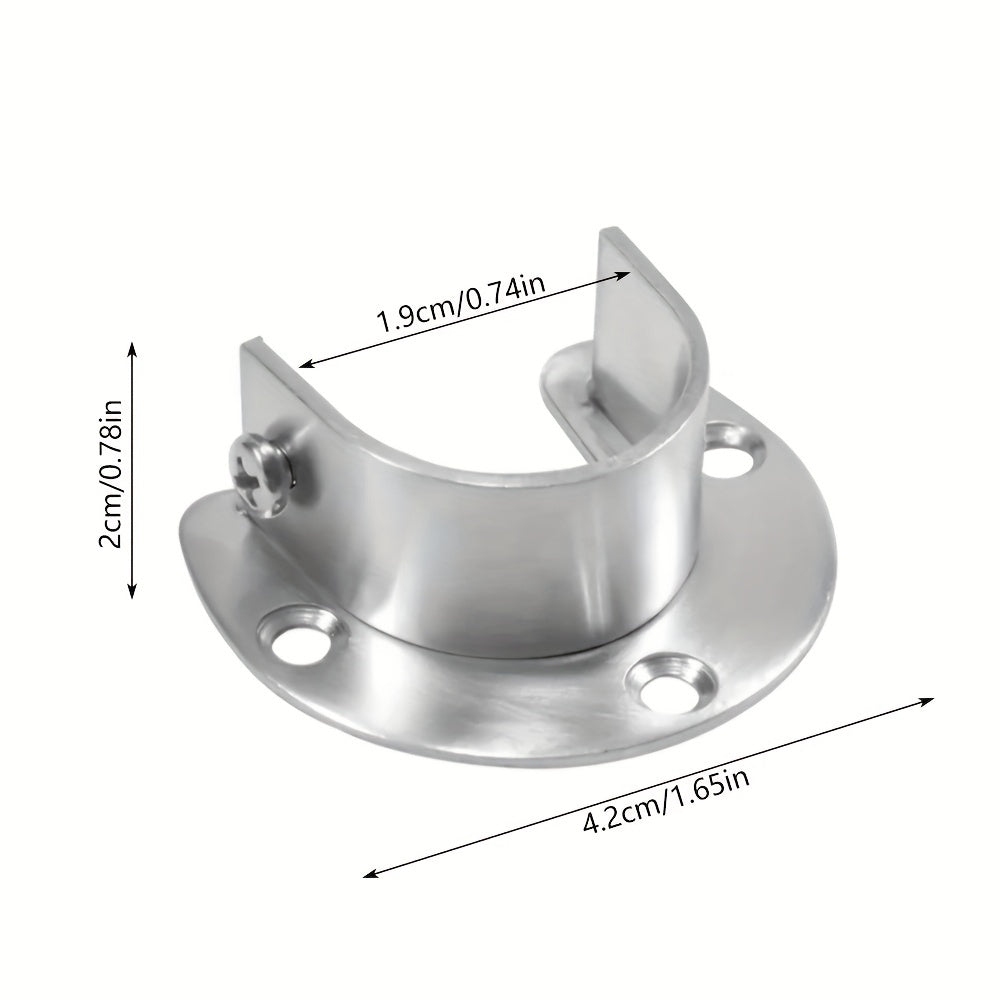 2 Pack Closet Rod Holder Stainless Steel Support with Screws