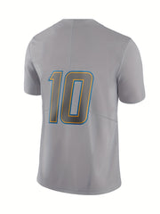 Men's Grey Football Jersey Embroidered V-Neck Shirt