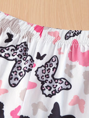 Girls' Leopard Butterfly Print Skinny Pants Leggings Ankle Length
