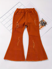 Toddler Girls Ripped Jeans Flare Leg Denim Bell Bottoms Pants