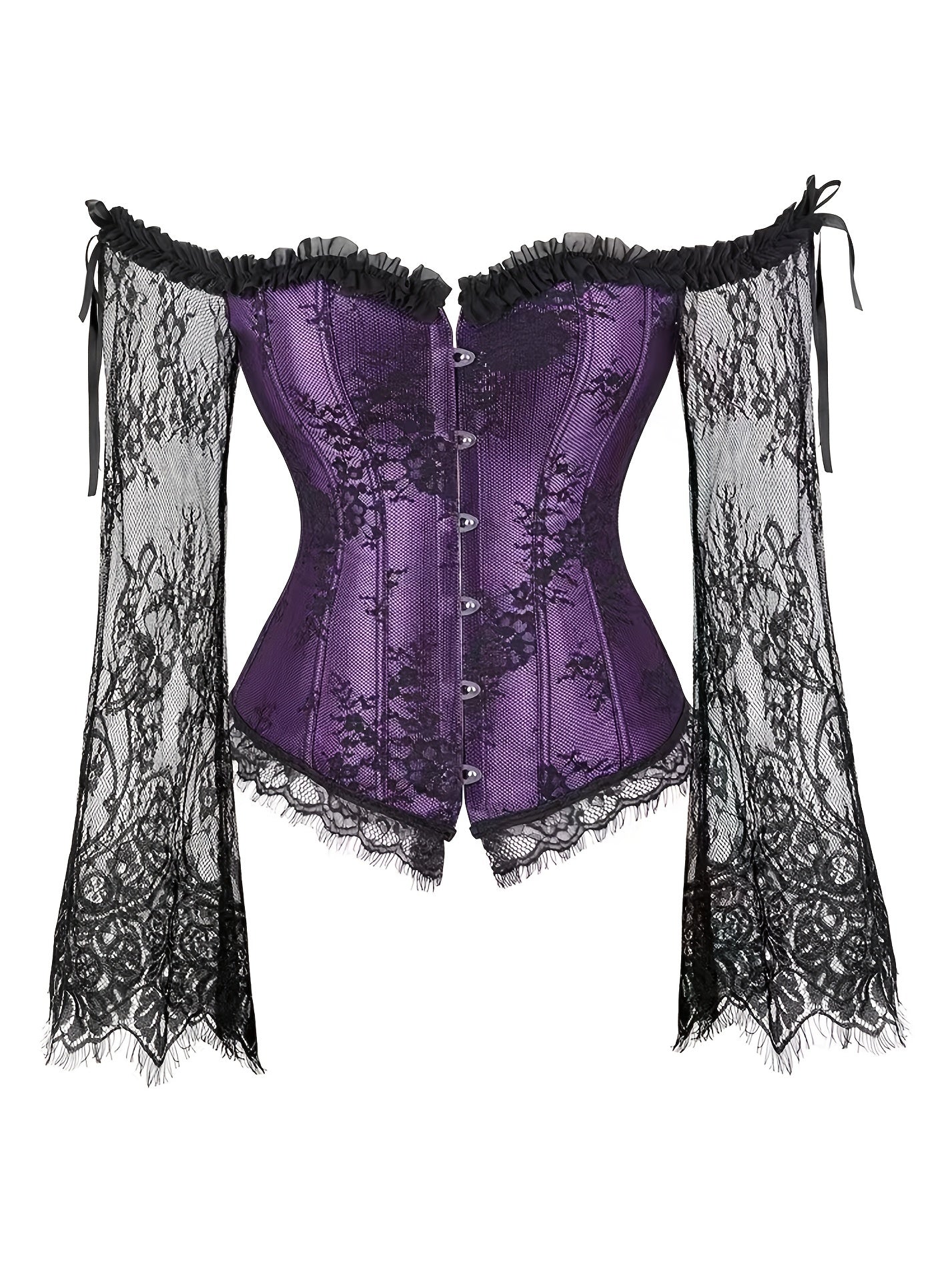 Gothic Flounce Sleeve Corset Bustier Shapewear Top