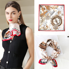 Women's Plaid Double Sided Square Silk Scarf