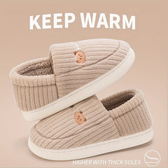 Women's Bear Plush Slippers Warm Non Slip Shoes