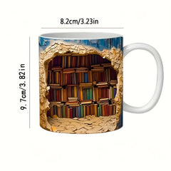 3D Bookshelf Coffee Mug Ceramic Water Cup Holiday Gift