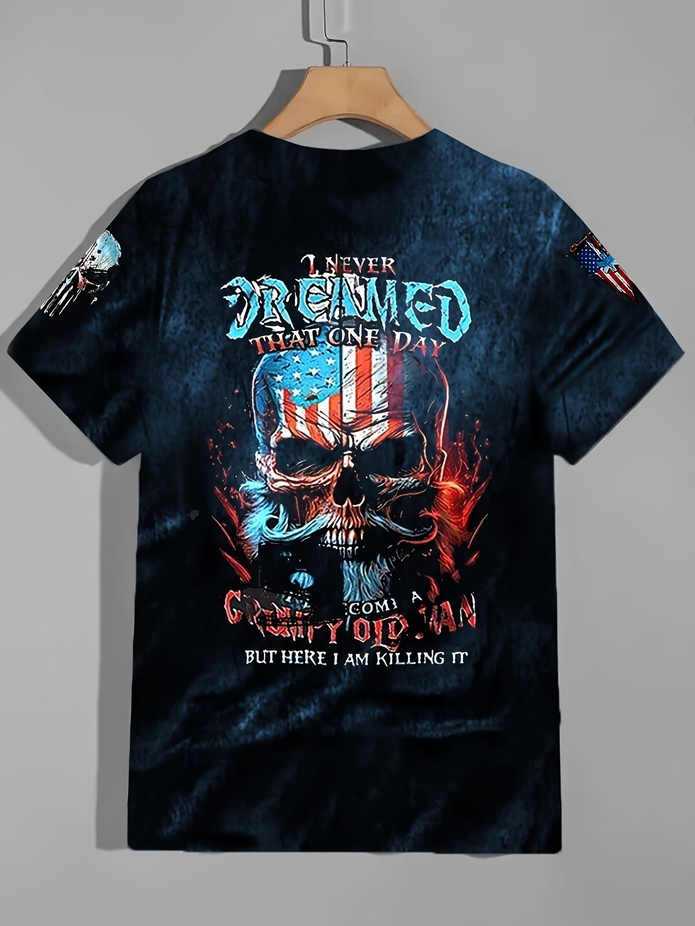 Skull Pattern Print Men's Short Sleeve T-shirt Graphic Tee Men's Summer Clothes