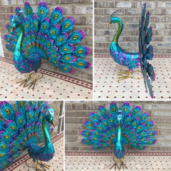 Realistic Metal Peacock Outdoor Statue Garden Decor
