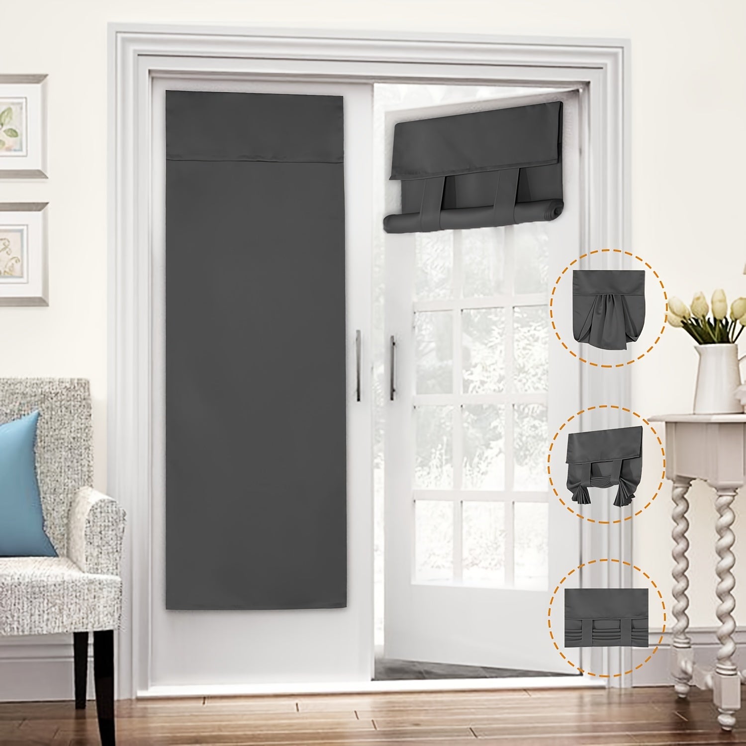 French Blackout Door Curtain - Solid Blackout Door Curtain