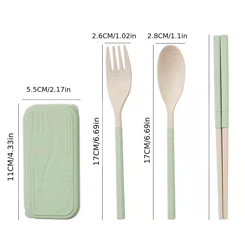 4pcs Reusable Utensils Set With Case for Camping, Picnic, Travel