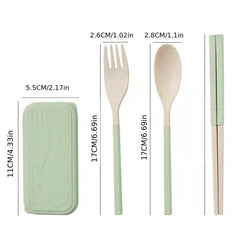 4pcs Reusable Utensils Set With Case for Camping, Picnic, Travel