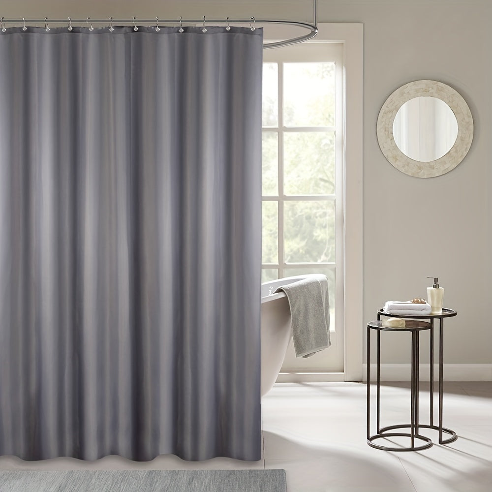 Waterproof Shower Curtain Plain Solid Fabric with 12 Hooks