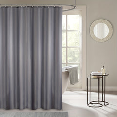 Waterproof Shower Curtain Plain Solid Fabric with 12 Hooks