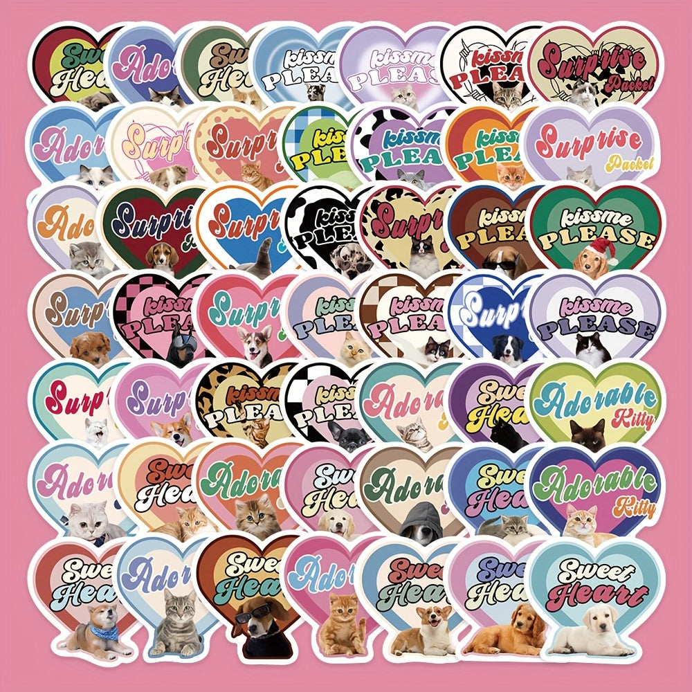 49pcs American Retro Love Cat Stickers for Water Bottle Laptop Luggage